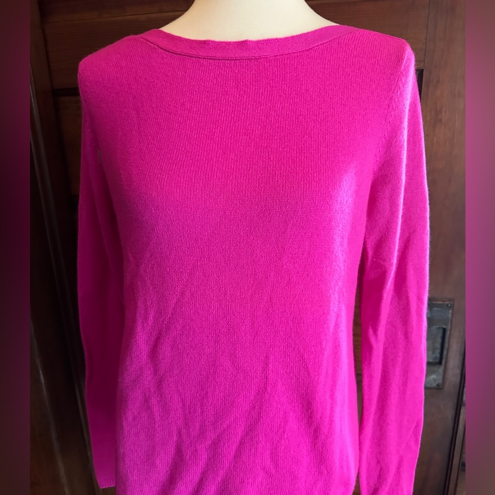 Vibrant Hot Pink Cashmere Sweater Sz L